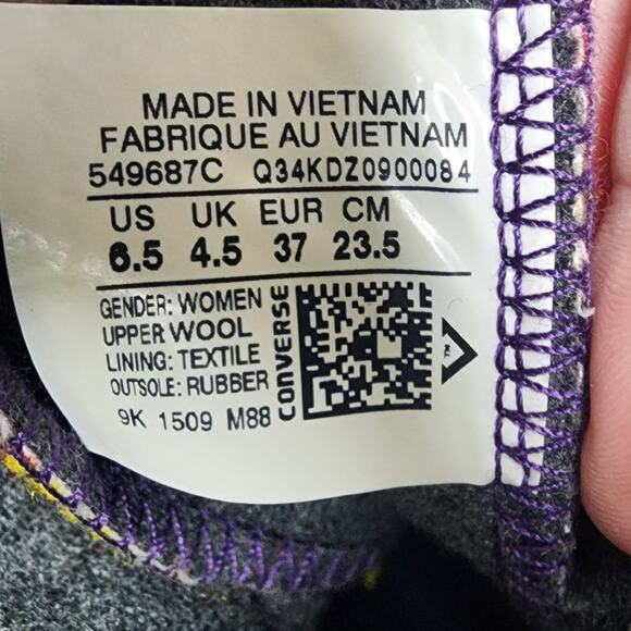 Converse X Woolrich Plaid High Top Sneakers Women 6.5 Multicolor Wool Chuck - Picture 12 of 15